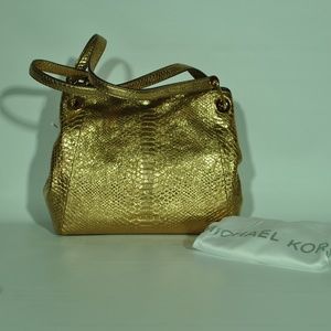 New Michael Kors Raven Gold leather tote